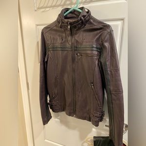 Charles and a Half - Men’s small vegan leather jacket, Brown, made in New York